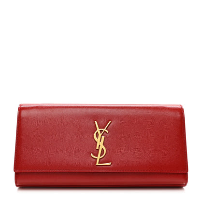 Saint Laurent Grain De Poudre Classic Monogram Cassandre Clutch New Red 1 of 6