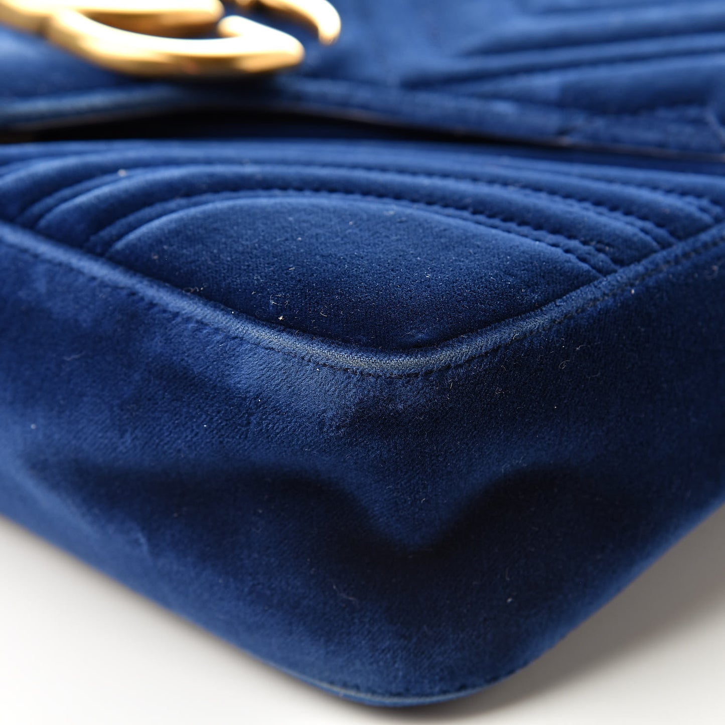 Velvet Matelasse Medium GG Marmont Shoulder Bag Cobalt Blue