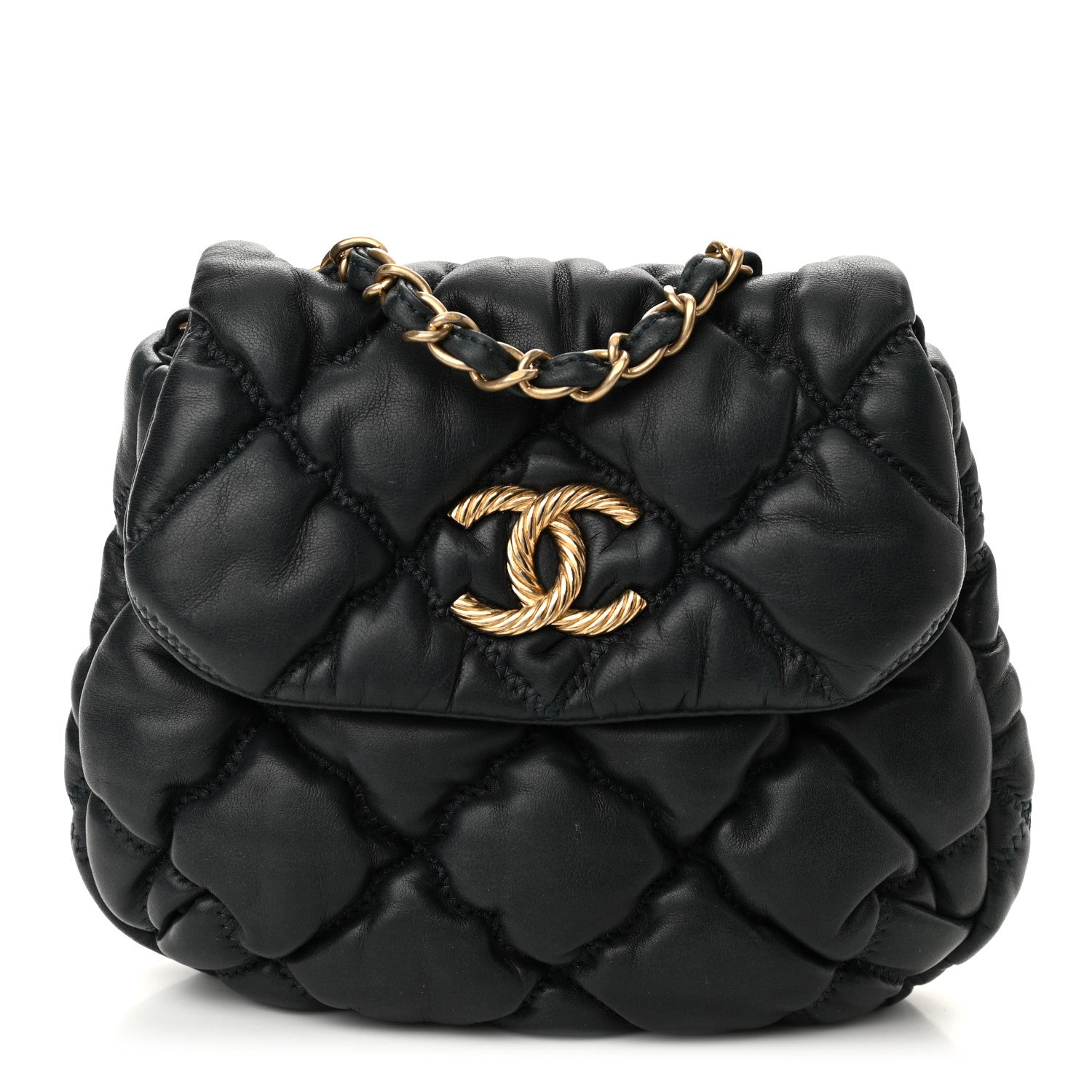 Chanel Lambskin Mini Bubble Quilt Flap Dark Blue 1 of 11