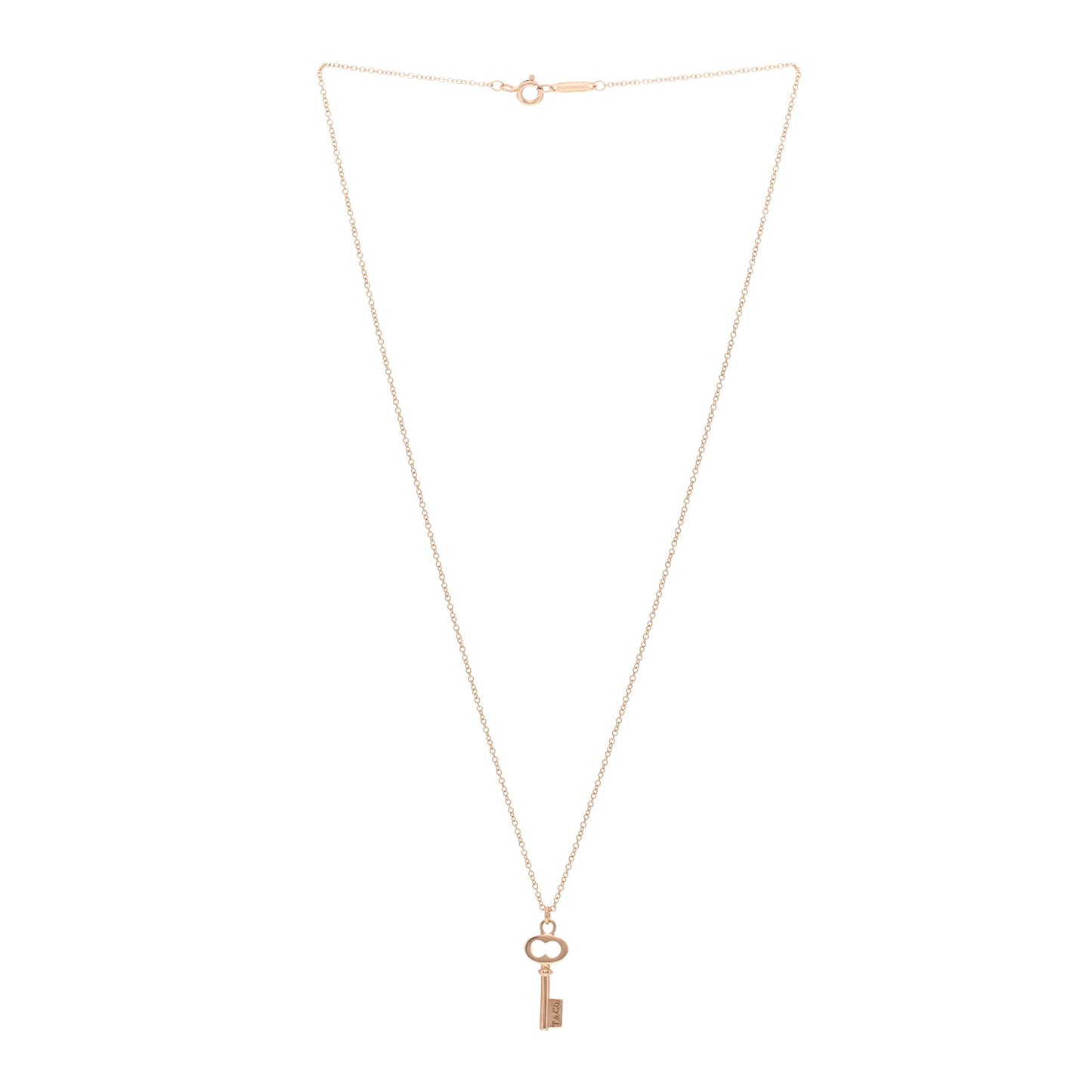 18K Rose Gold Mini Oval Key Pendant Necklace