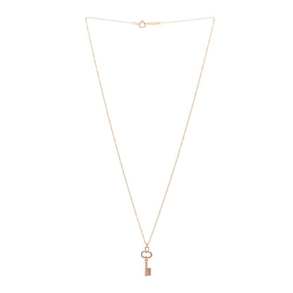 Tiffany 18K Rose Gold Mini Oval Key Pendant Necklace 3 of 4