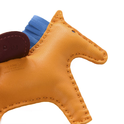 Hermes Milo Lambskin Grigri Rodeo Horse Bag Charm PM Jaune D'Or Bleu Zanzibar Rouge H 3 of 4
