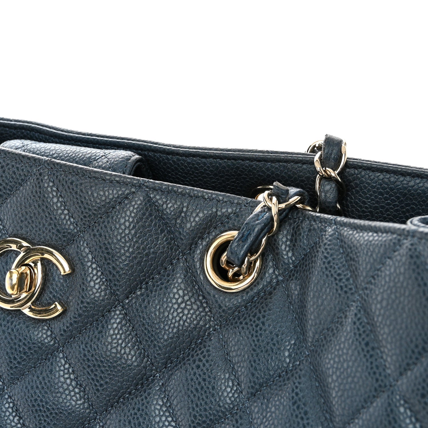 Chanel Caviar Quilted Large CC Shopping Tote Navy 11 of 16