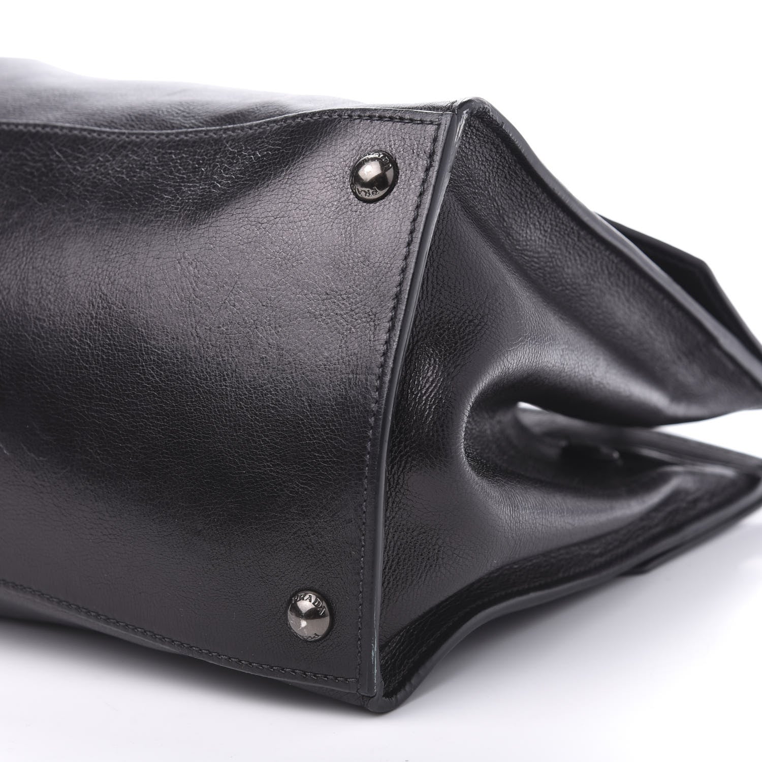 Prada Glace Calfskin Tote Bag Baltico Black 11 of 14