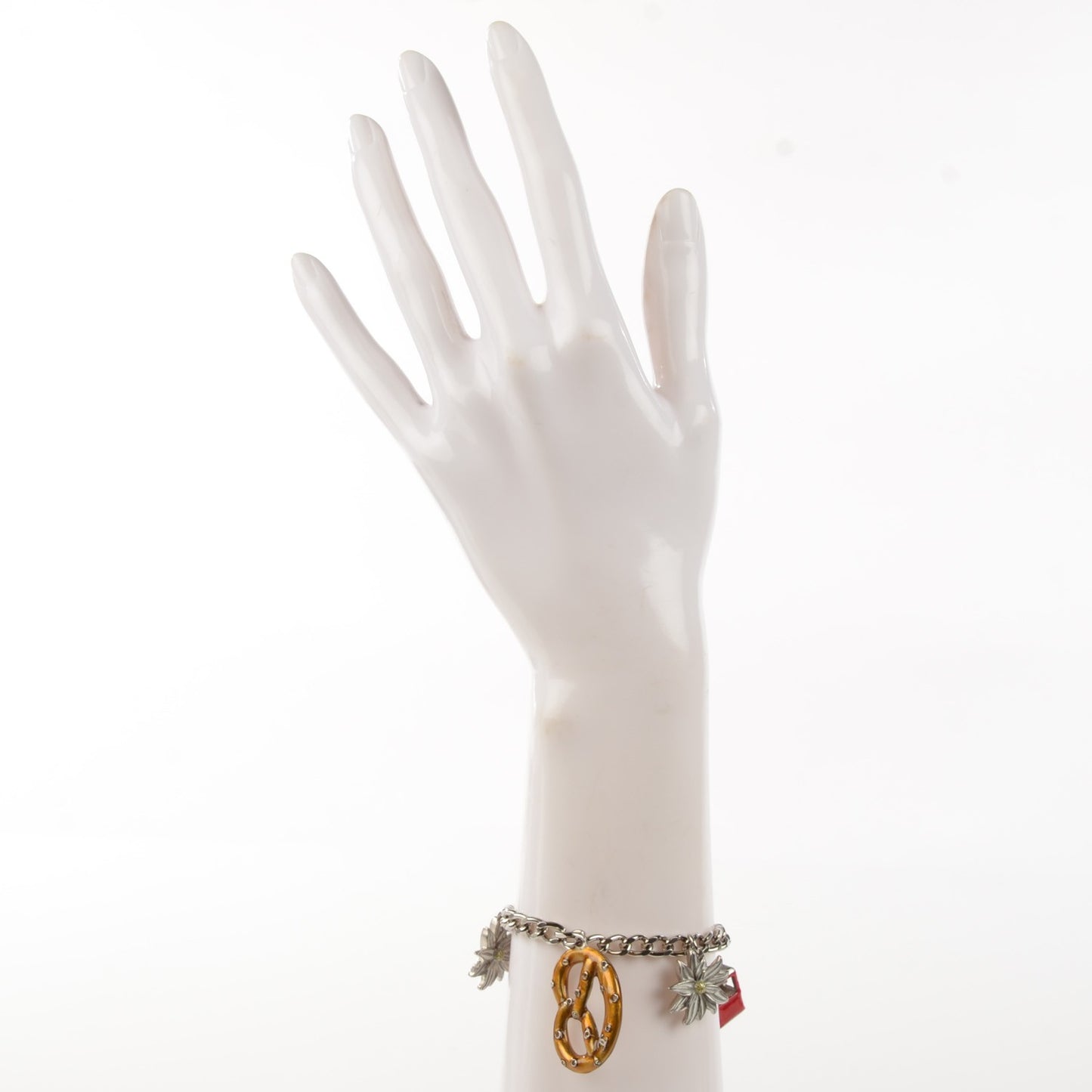 Crystal Austrian CC Pretezel Charm Bracelet Silver