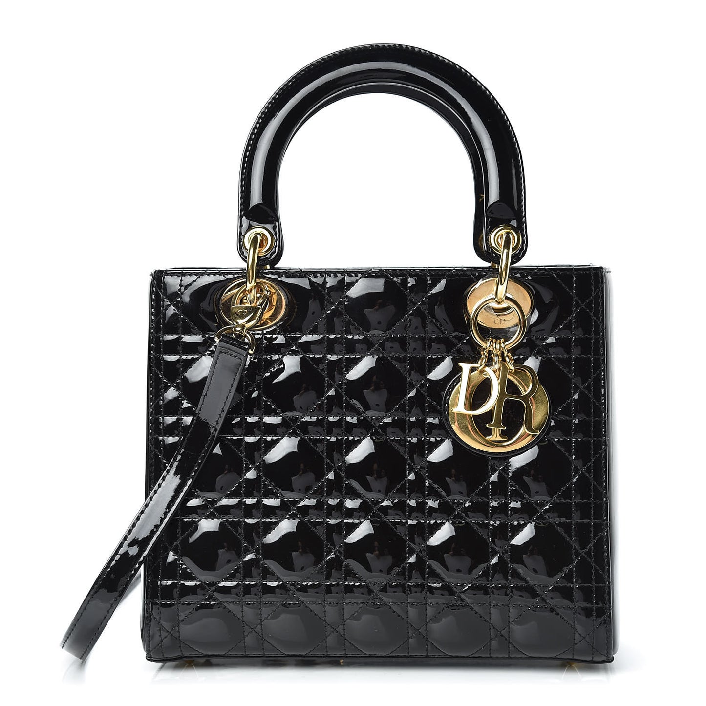 Patent Cannage Medium Lady Dior Black