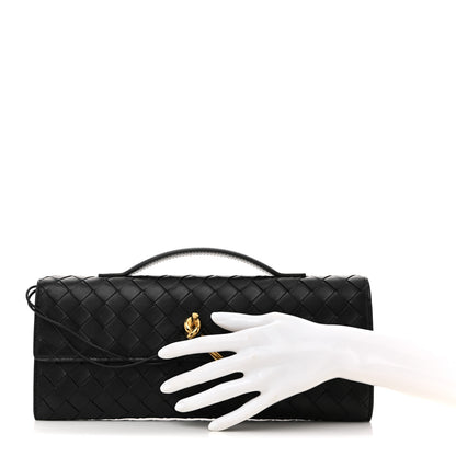 Bottega Veneta Nappa Intrecciato Long Andiamo Top Handle Clutch Black 2 of 7
