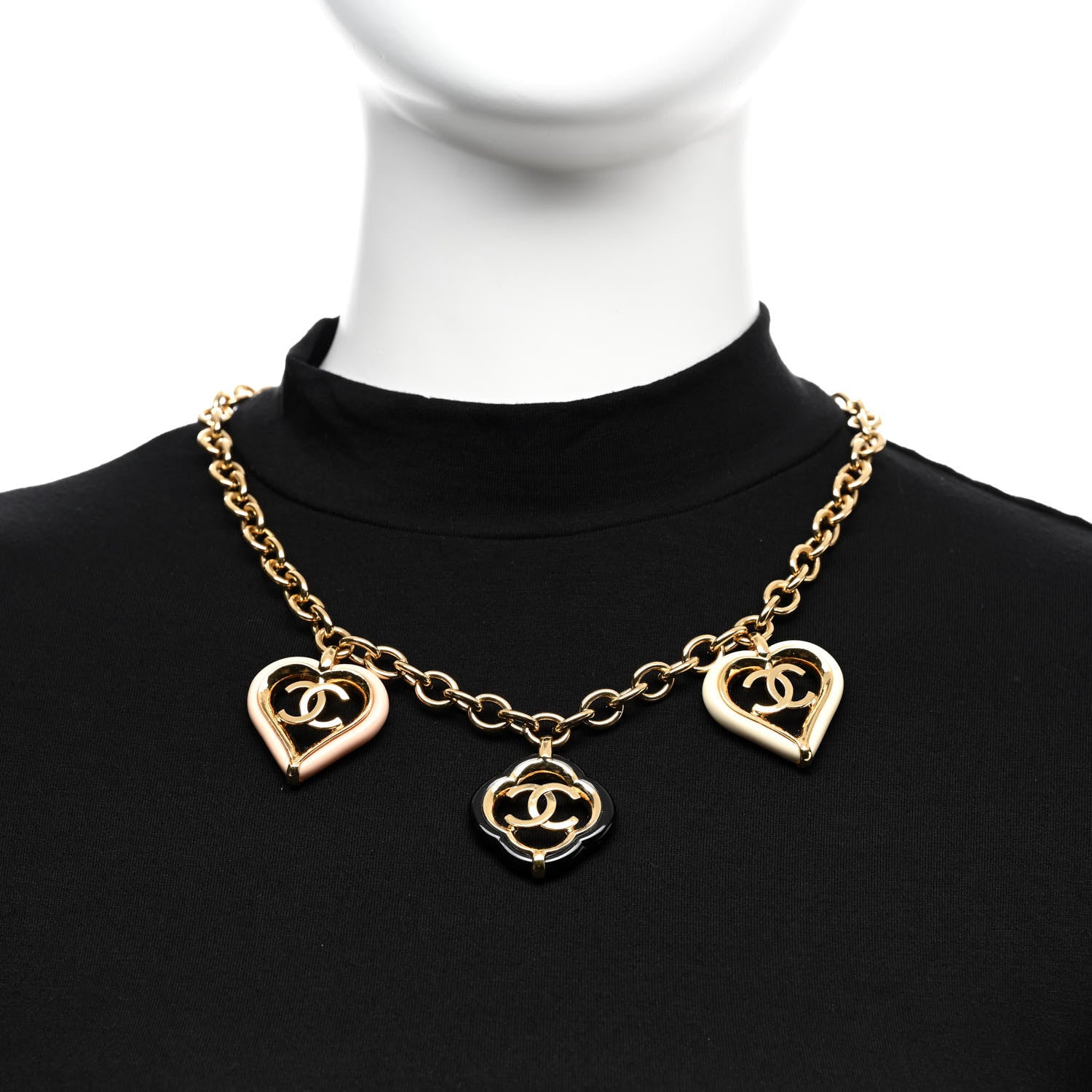Chanel Resin Love And Clovers Charm Necklace Gold Multicolor 2 of 5