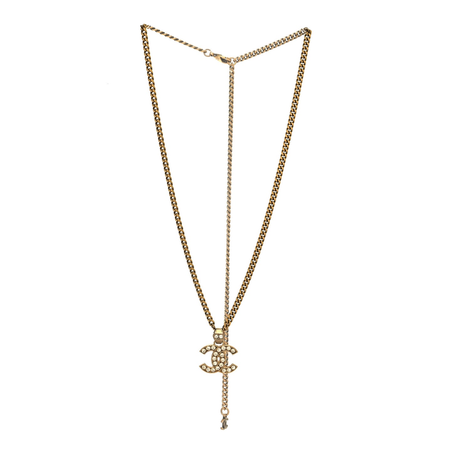 Crystal CC Pendant Necklace Gold