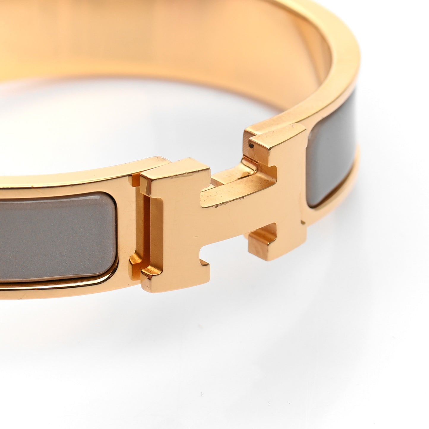 Enamel Narrow Clic Clac H Bracelet PM Marron Glace