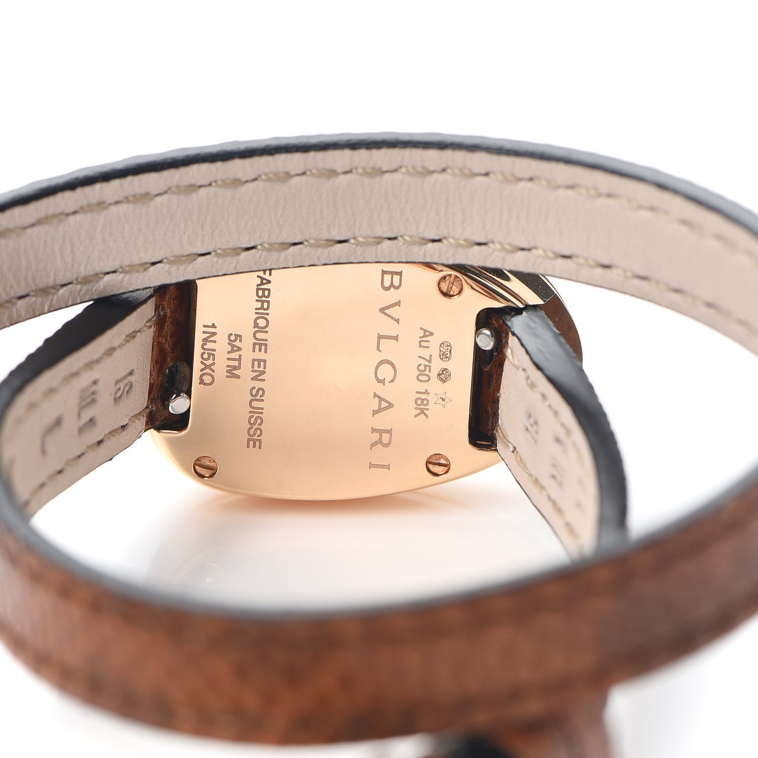Bulgari 18K Rose Gold Lizard Diamond Bezel Mother of Pearl 20mm Serpenti Double Wrap Quartz Watch 4 of 6