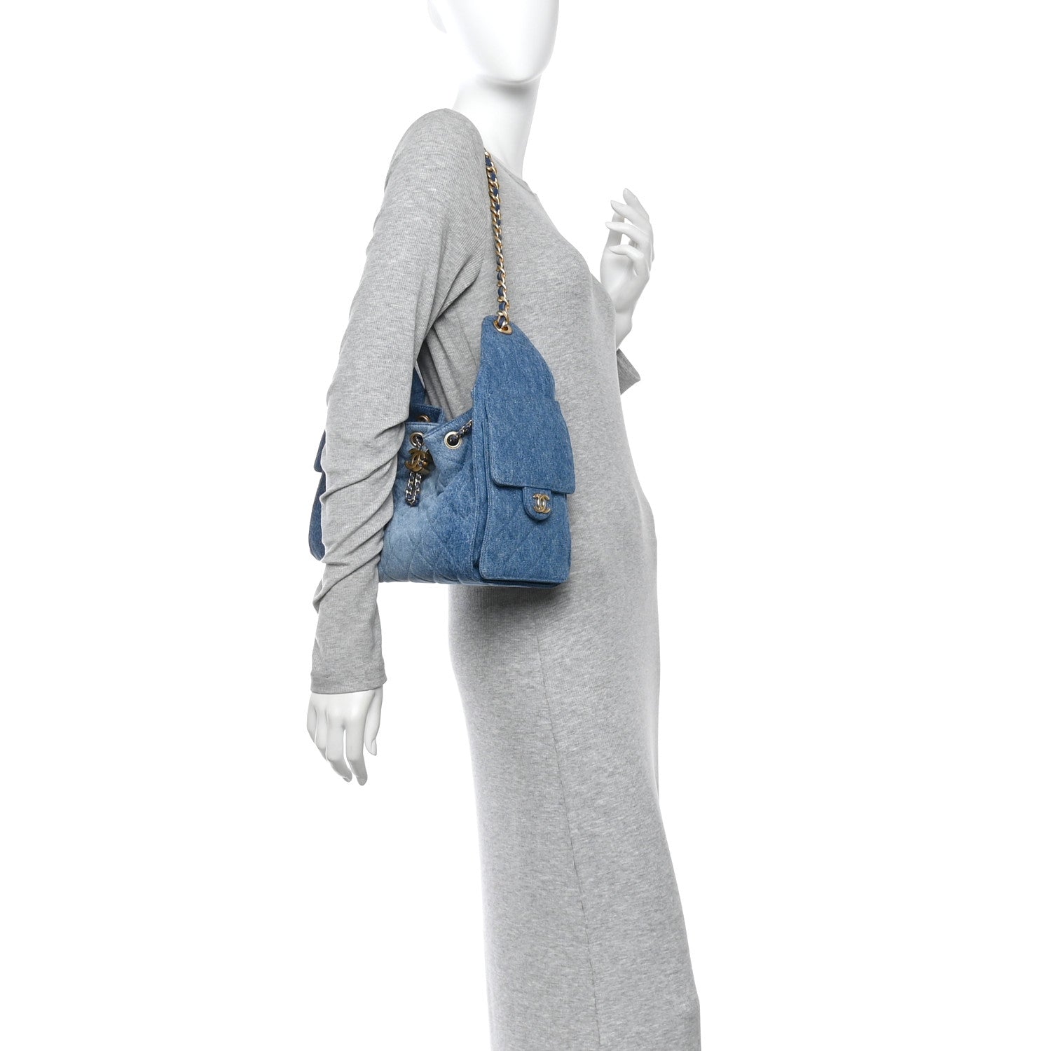 Chanel Washed Denim Quilted Small Chanel 25 Handbag Blue 1875636