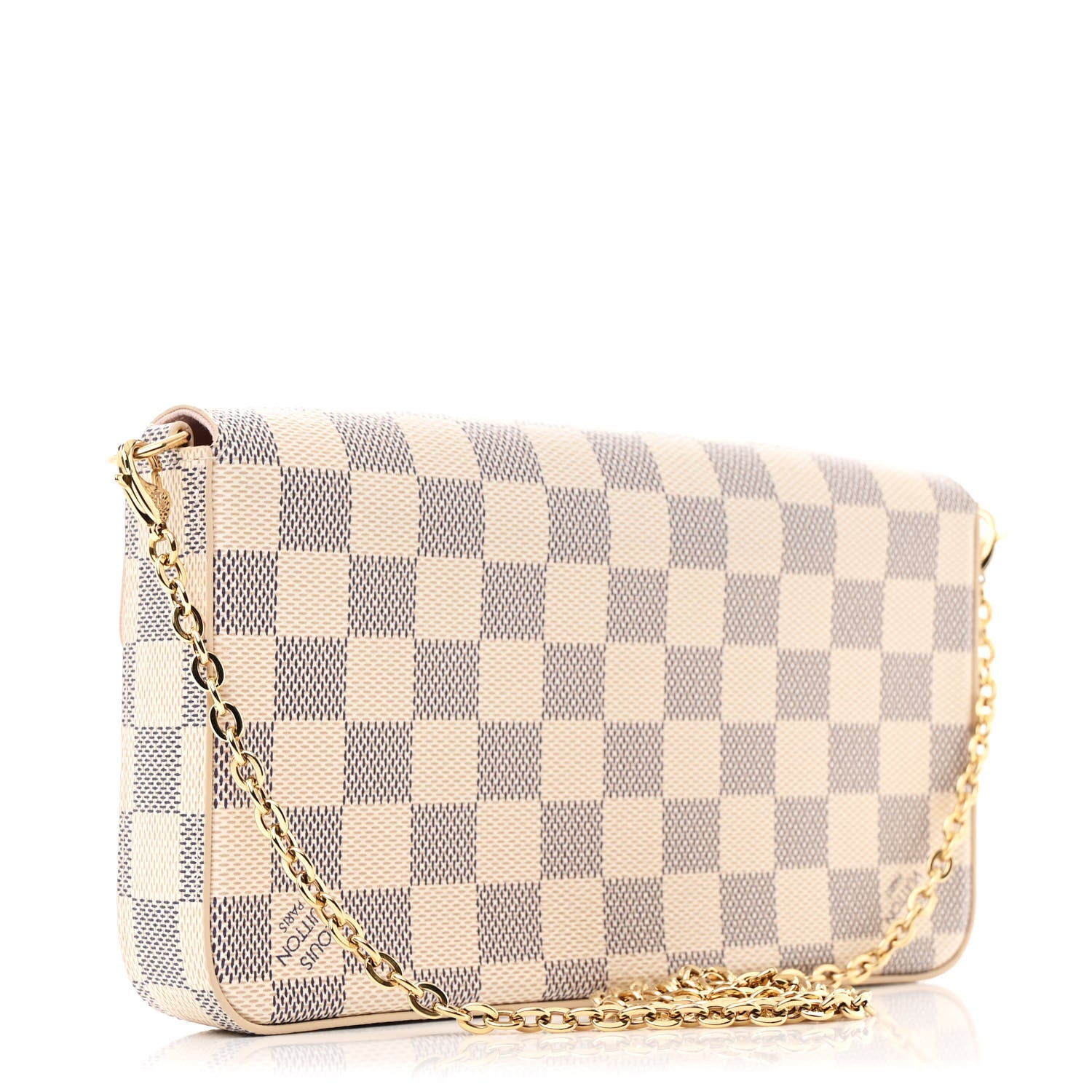 Louis Vuitton Damier Azur Pochette Felicie Chain Wallet Rose Ballerine 4 of 12