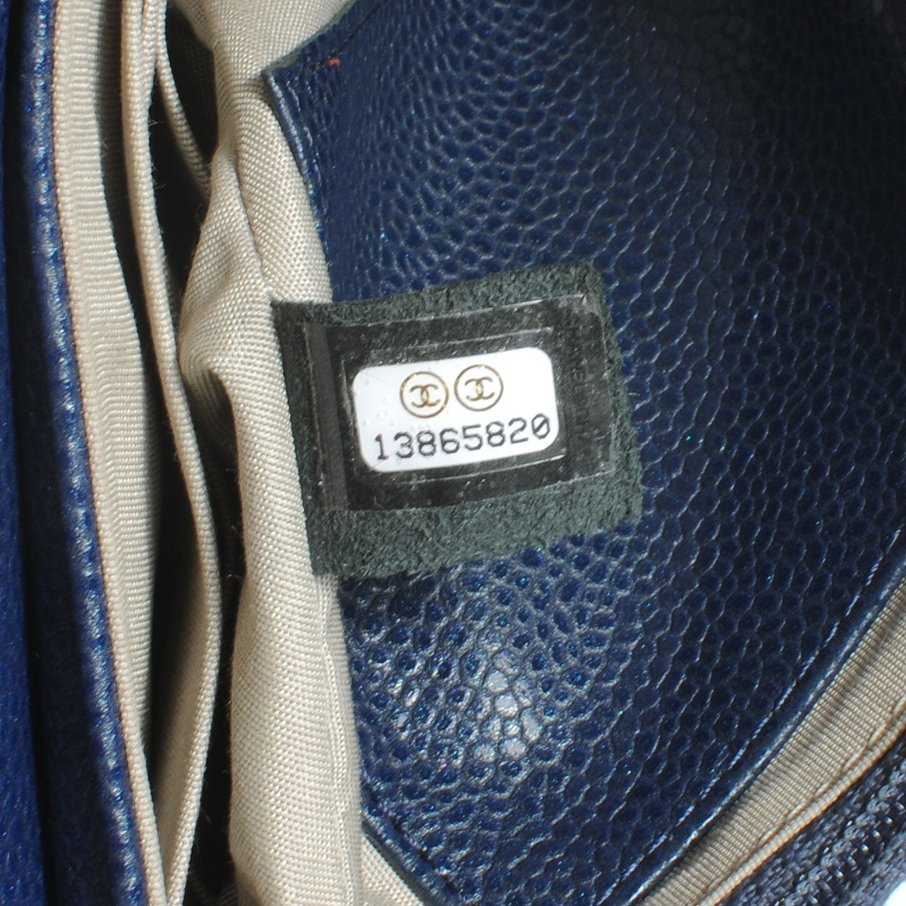Caviar Half Moon Wallet On Chain Navy