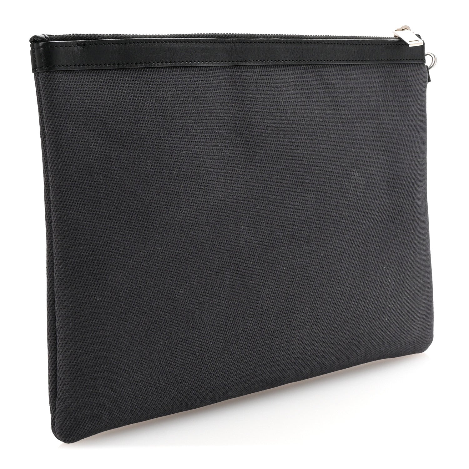 Saint Laurent Linen Canvas Rive Gauche Zipped Pouch Black 3 of 7