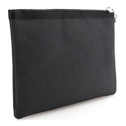 Saint Laurent Linen Canvas Rive Gauche Zipped Pouch Black 3 of 7
