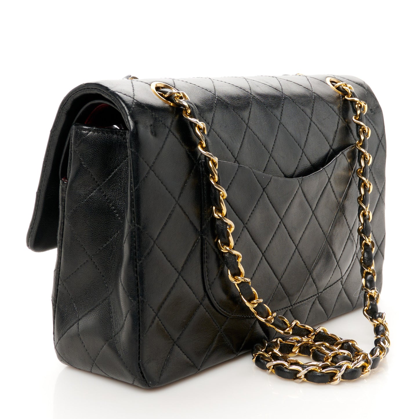Lambskin Quilted Medium Double Flap Black