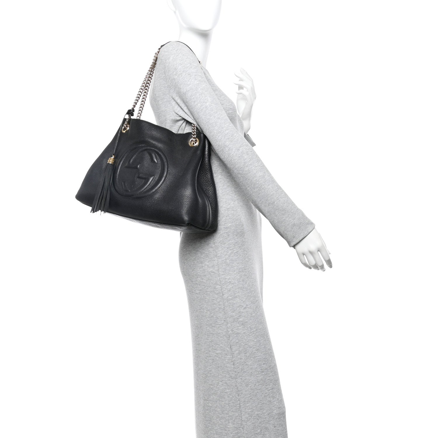 Gucci Pebbled Calfskin Medium Soho Chain Shoulder Bag Black 2 of 14
