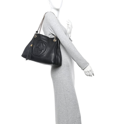 Gucci Pebbled Calfskin Medium Soho Chain Shoulder Bag Black 2 of 14