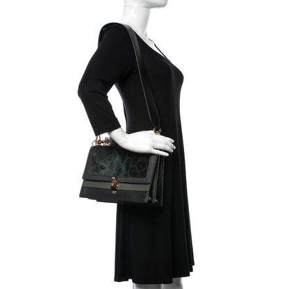 Fendi Vitello Pelo Dolce Liberty Lucido Sfumato Leopard Kan I Shoulder Bag Giada Verde Prato Black 2 of 10