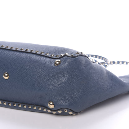 Valentino Garavani Pebbled Calfskin Medium Rockstud Tote Peacock 8 of 9