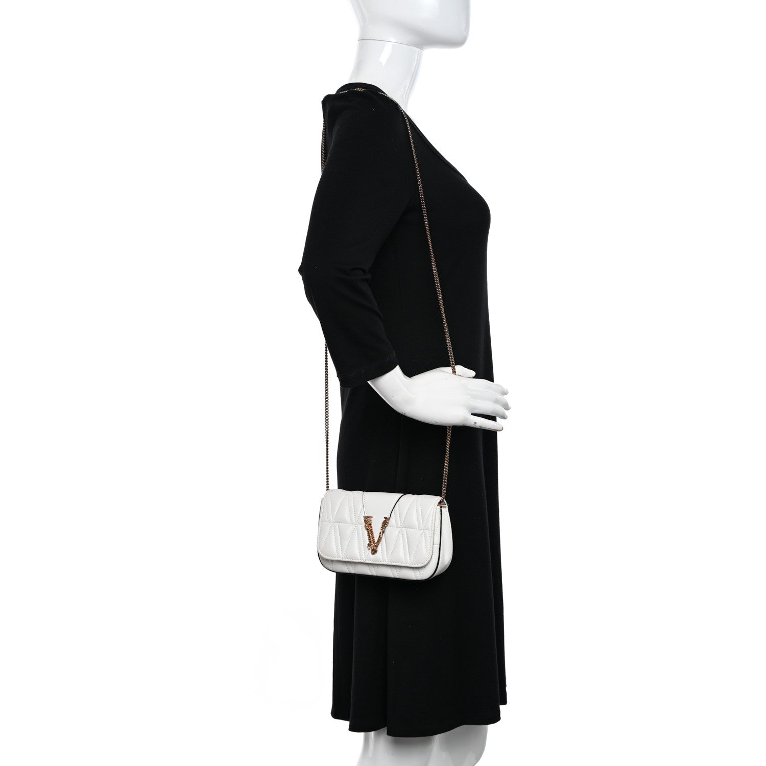 Versace Nappa Quilted Virtus Evening Bag White 2 of 16