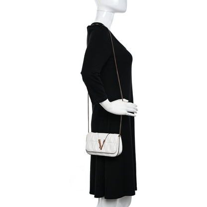Versace Nappa Quilted Virtus Evening Bag White 2 of 16