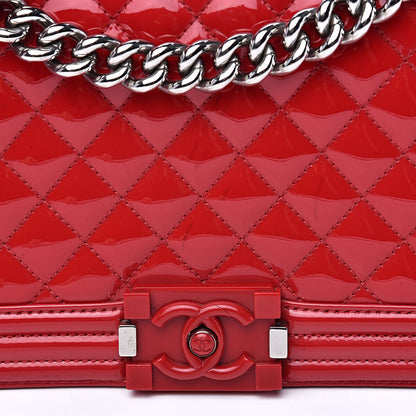 Chanel Patent Calfskin Quilted Medium Plexiglass Boy Flap Red 17 of 17