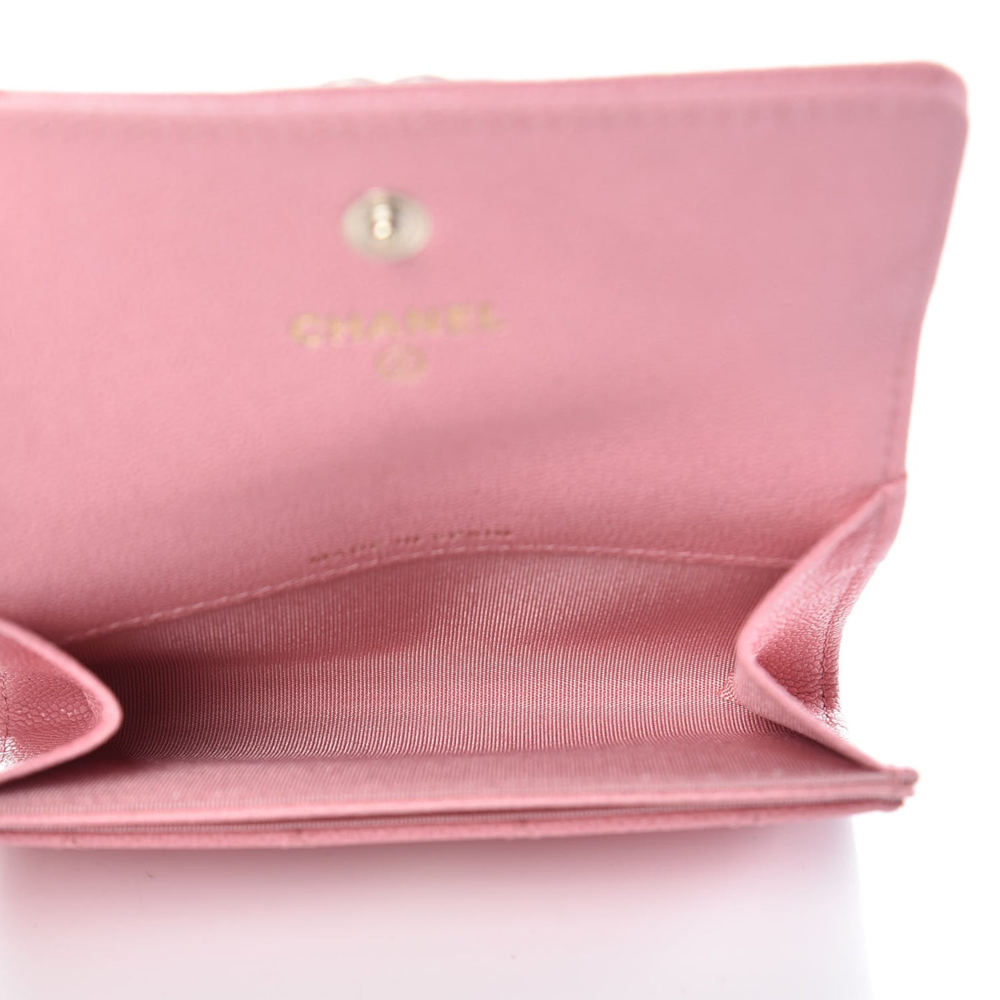 Iridescent Caviar Quilted Boy Card Holder Wallet Light Pink