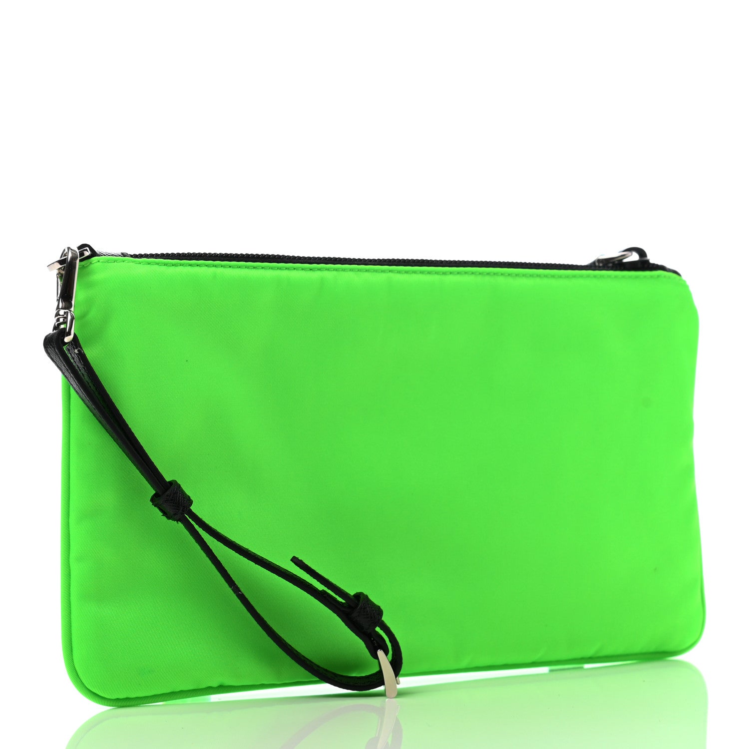 Prada Tessuto Nylon Saffiano Wristlet Green Fluo 3 of 8