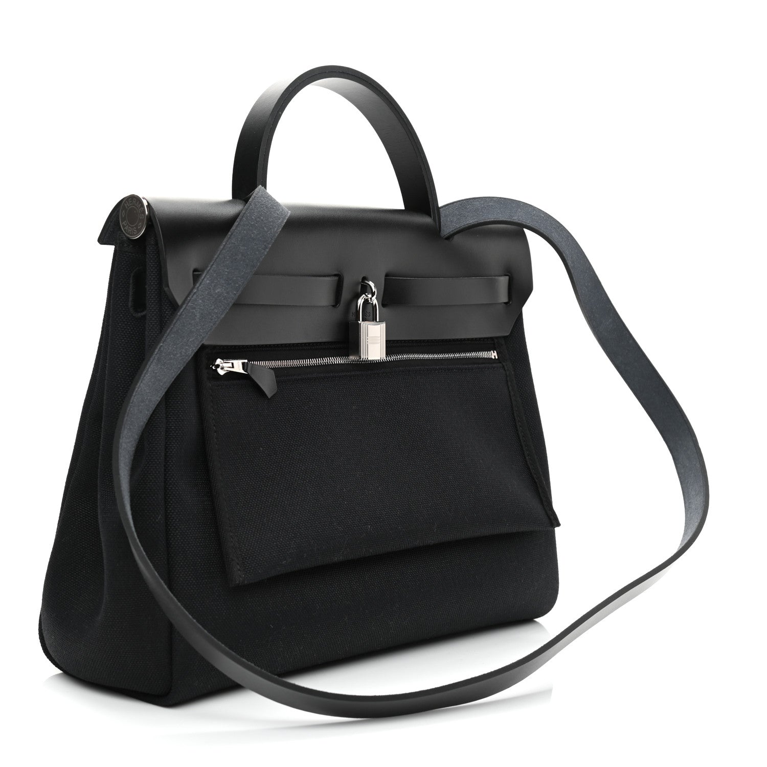 Hermes Military Toile Vache Hunter Herbag Zip Retourne 31 PM Black 4 of 11