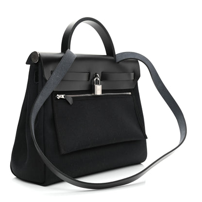 Hermes Military Toile Vache Hunter Herbag Zip Retourne 31 PM Black 4 of 11