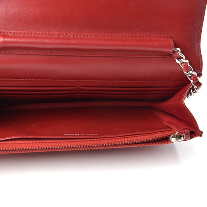 Chanel Lambskin Camellia Embossed Wallet On Chain WOC Red 5 of 9