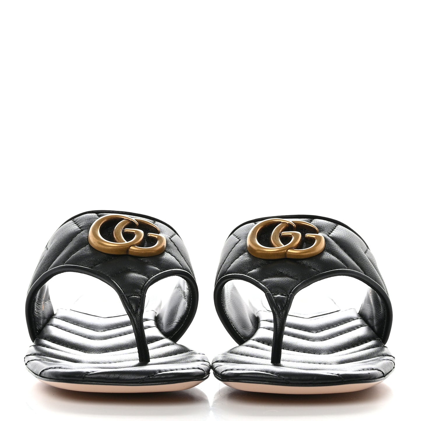 Nappa Charlotte Double G Marmont Thong Sandals 37 Black