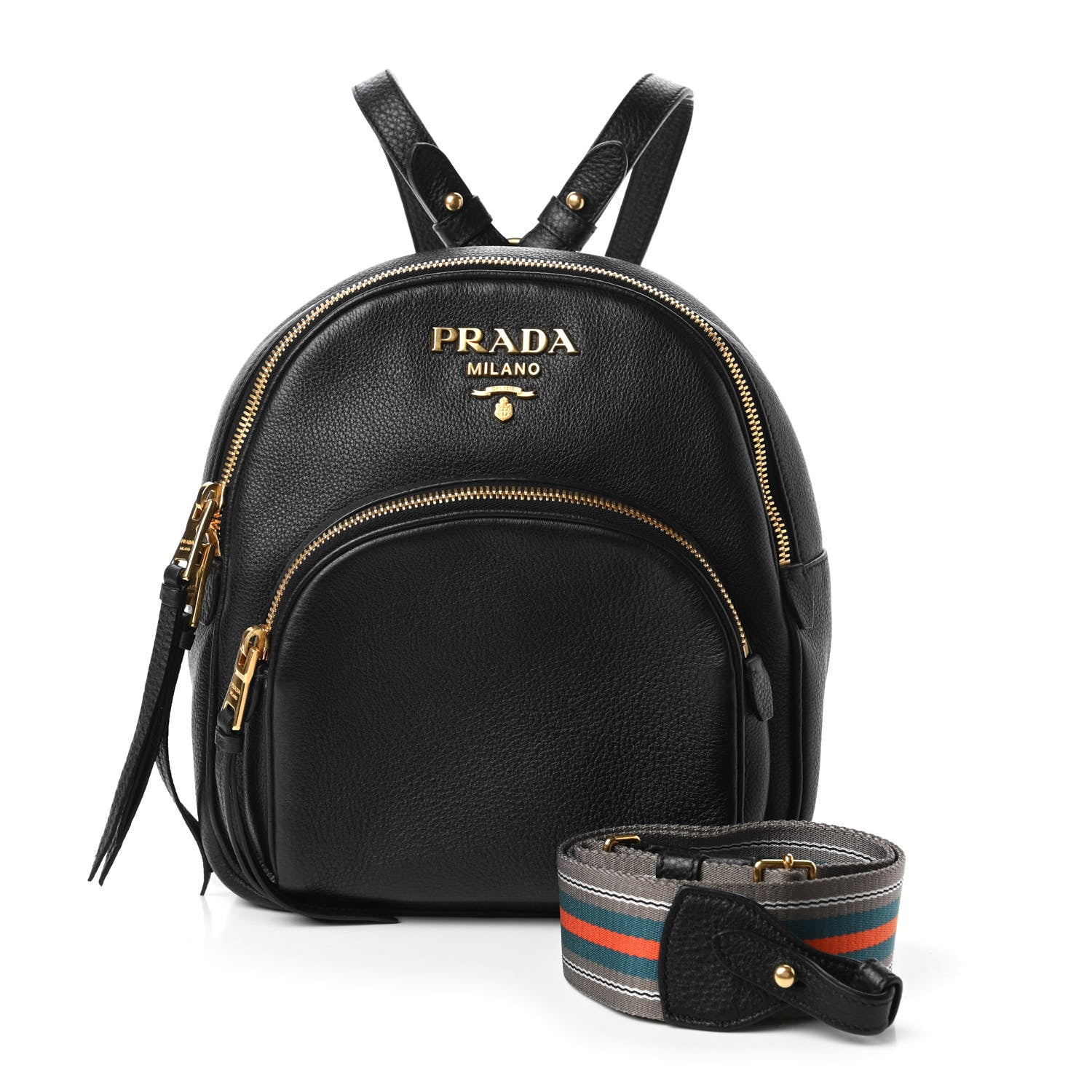 Prada Vitello Daino Zip Backpack Black 750449 – FASHIONPHILE