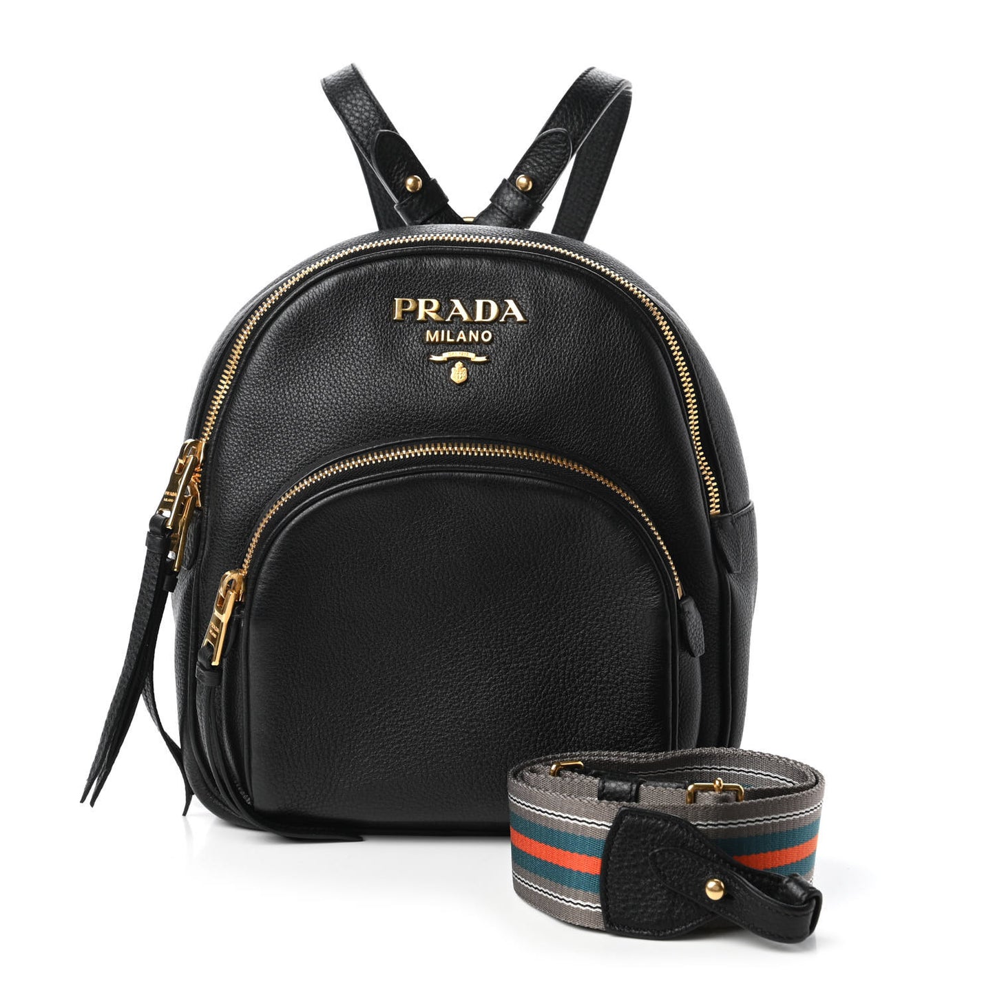Vitello Daino Zip Backpack Black