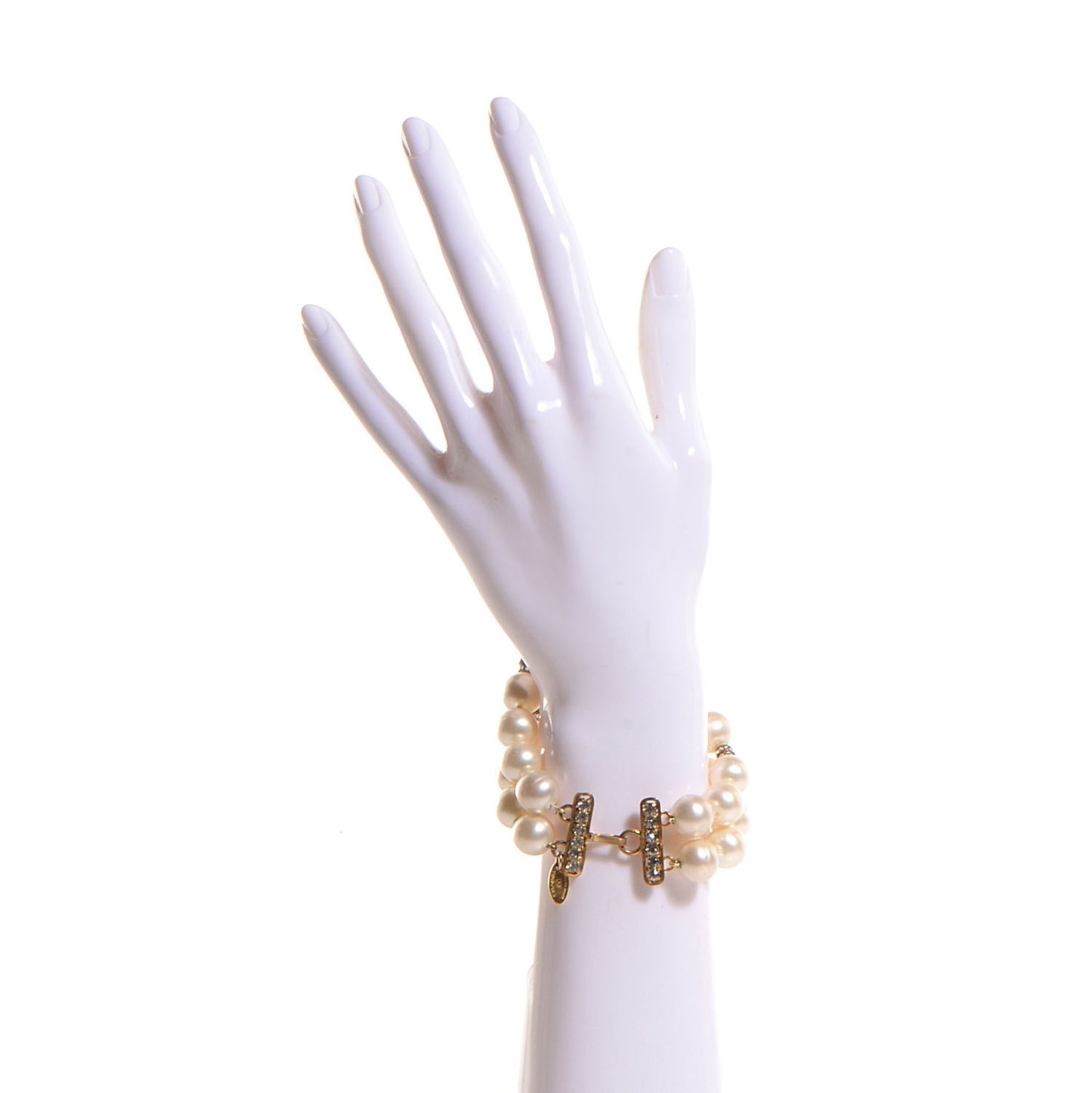 Pearl Crystal Double Strand Bracelet Gold
