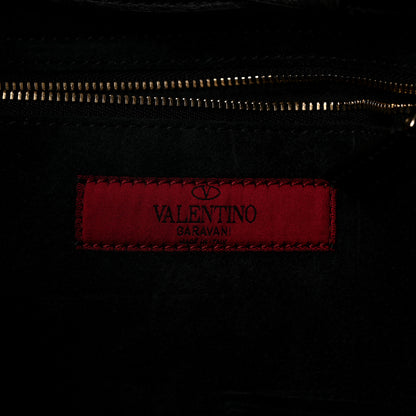 Valentino Garavani Grained Calfskin Rockstud Double Handle Cinch Tote  Black 6 of 9