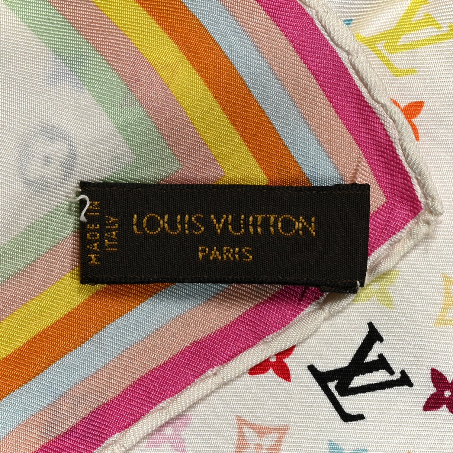 Louis Vuitton Silk Monogram Multicolor Scarf White 3 of 4
