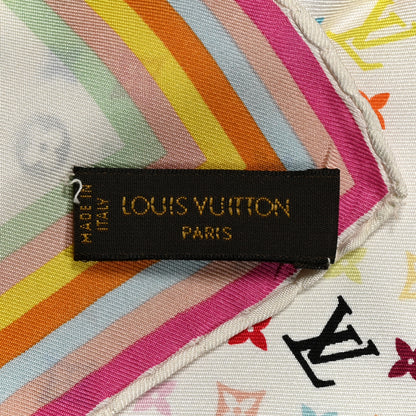 Louis Vuitton Silk Monogram Multicolor Scarf White 3 of 4