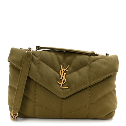 Saint Laurent Canvas Quilted Toy Loulou Puffer Monogram Chain Satchel Fir Green 1 of 10
