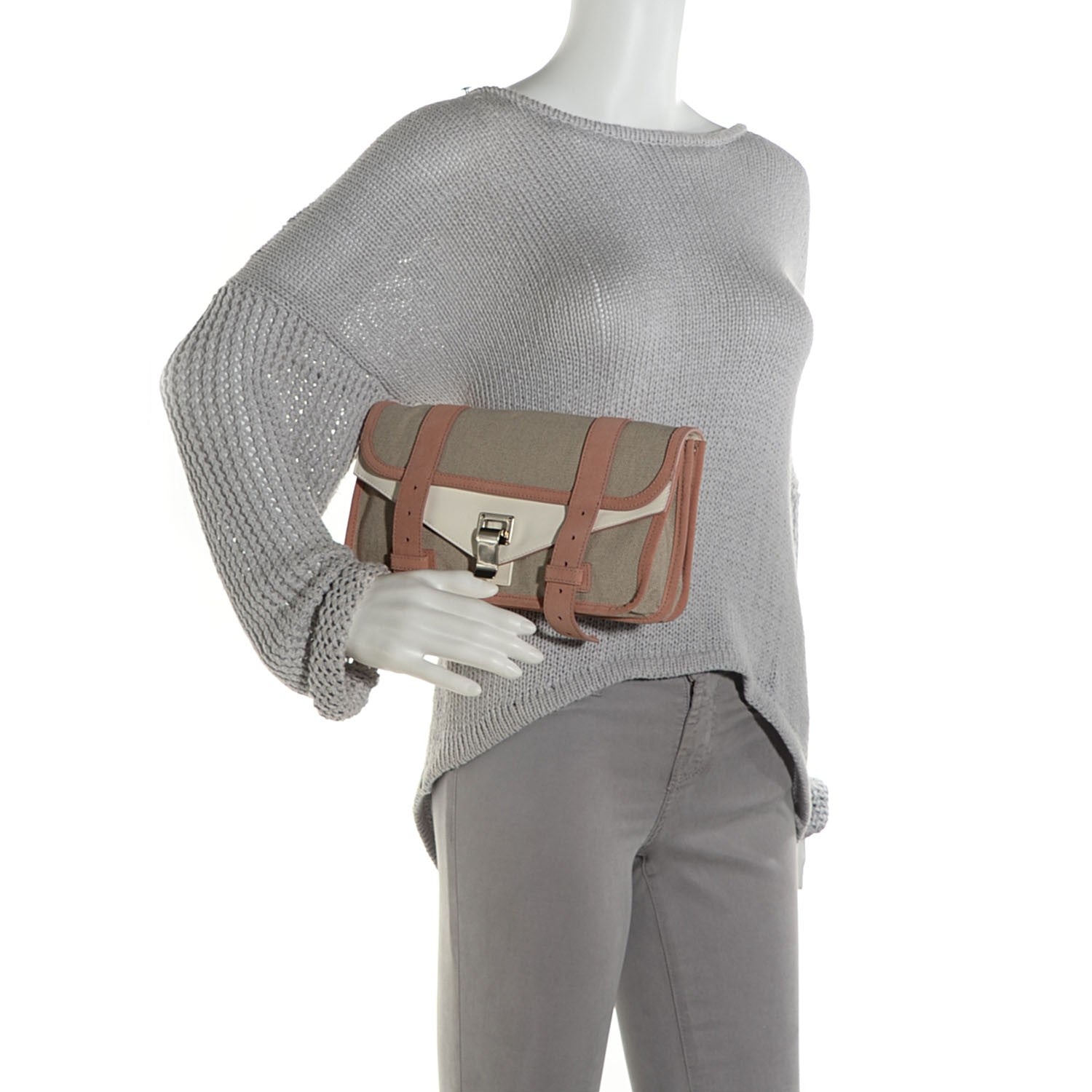 Proenza Schouler Linen Suede PS1 Pochette Clutch Rose 2 of 10