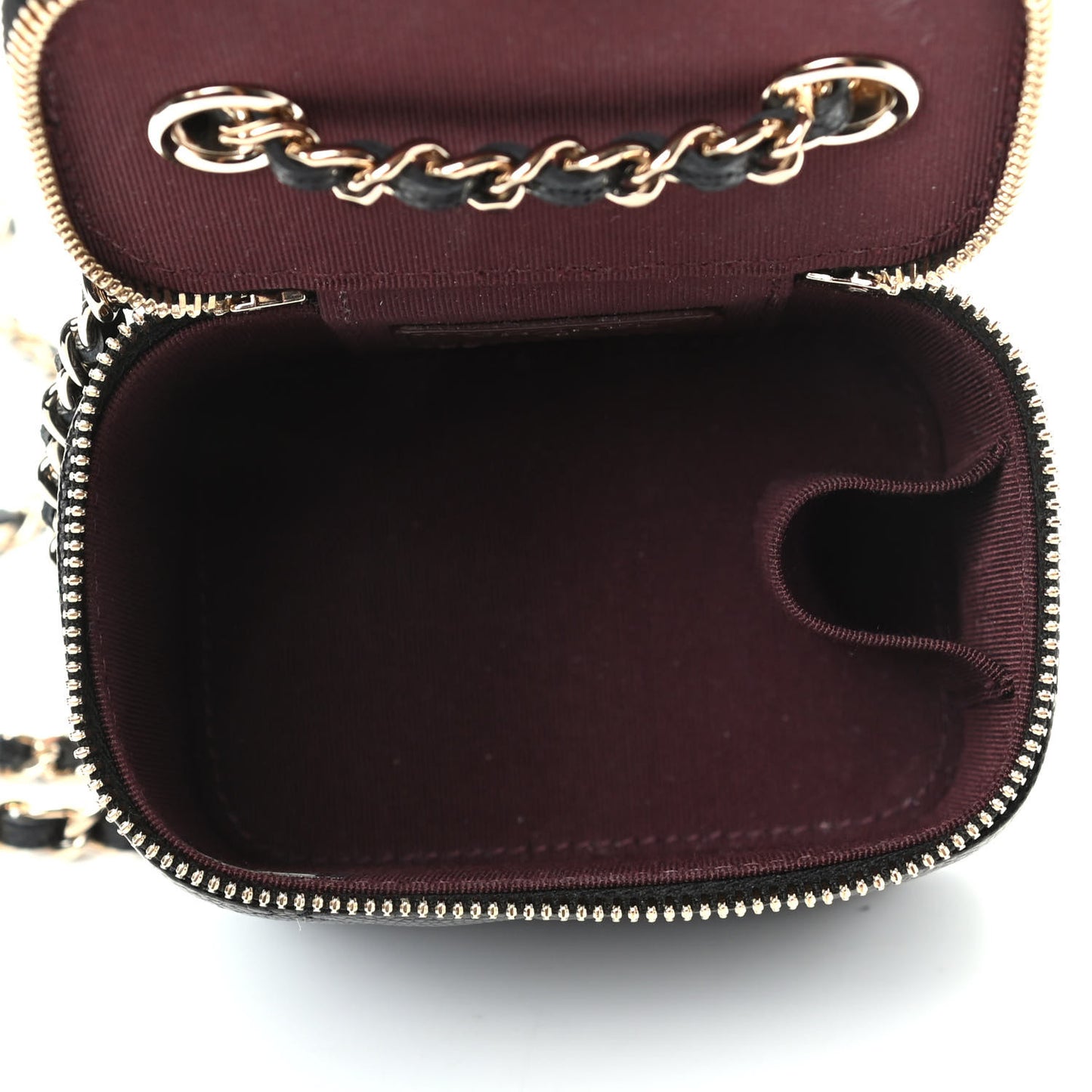 Caviar Quilted Mini Vanity Case With Chain Black