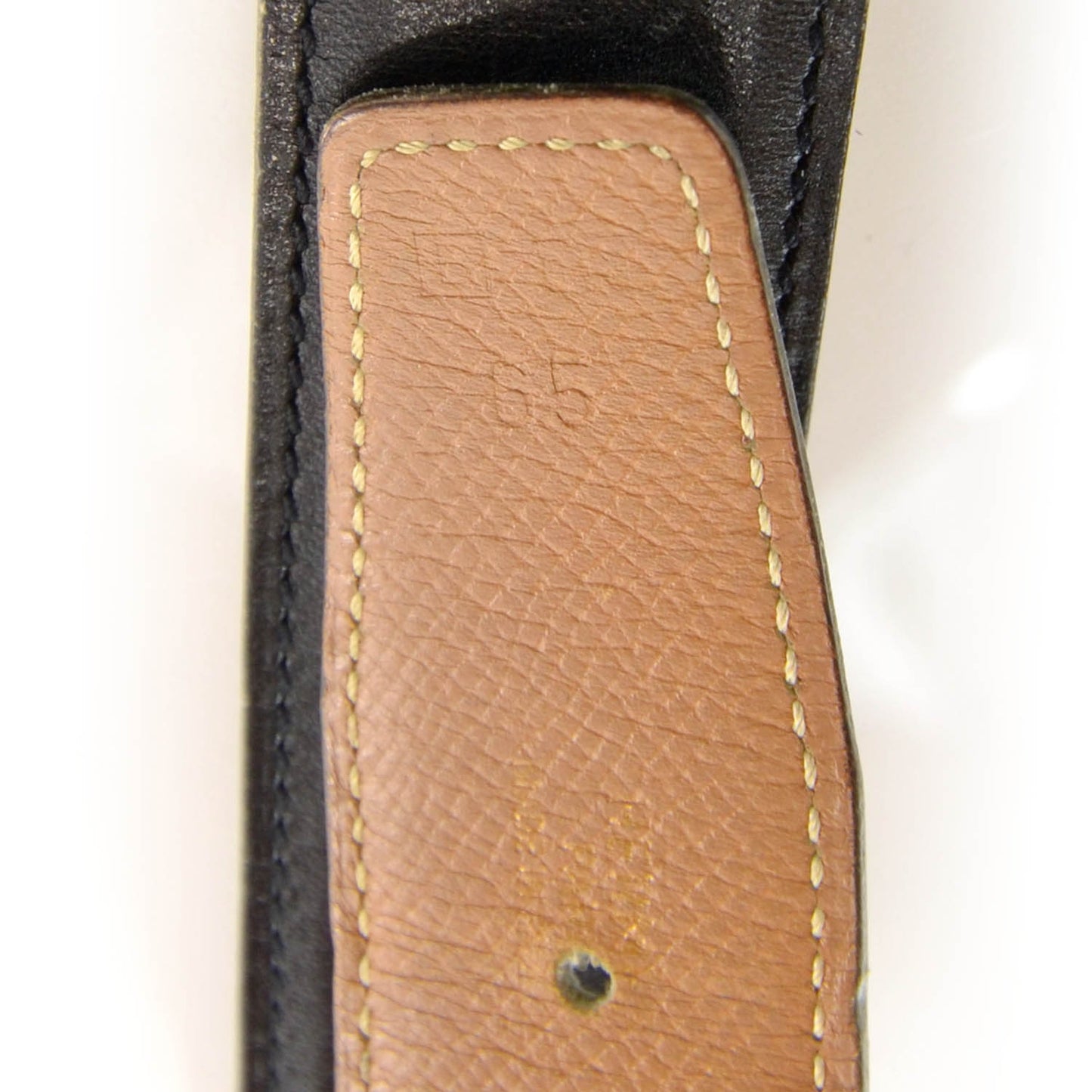 Box Courchevel Reversible Belt Strap Black Gold 65