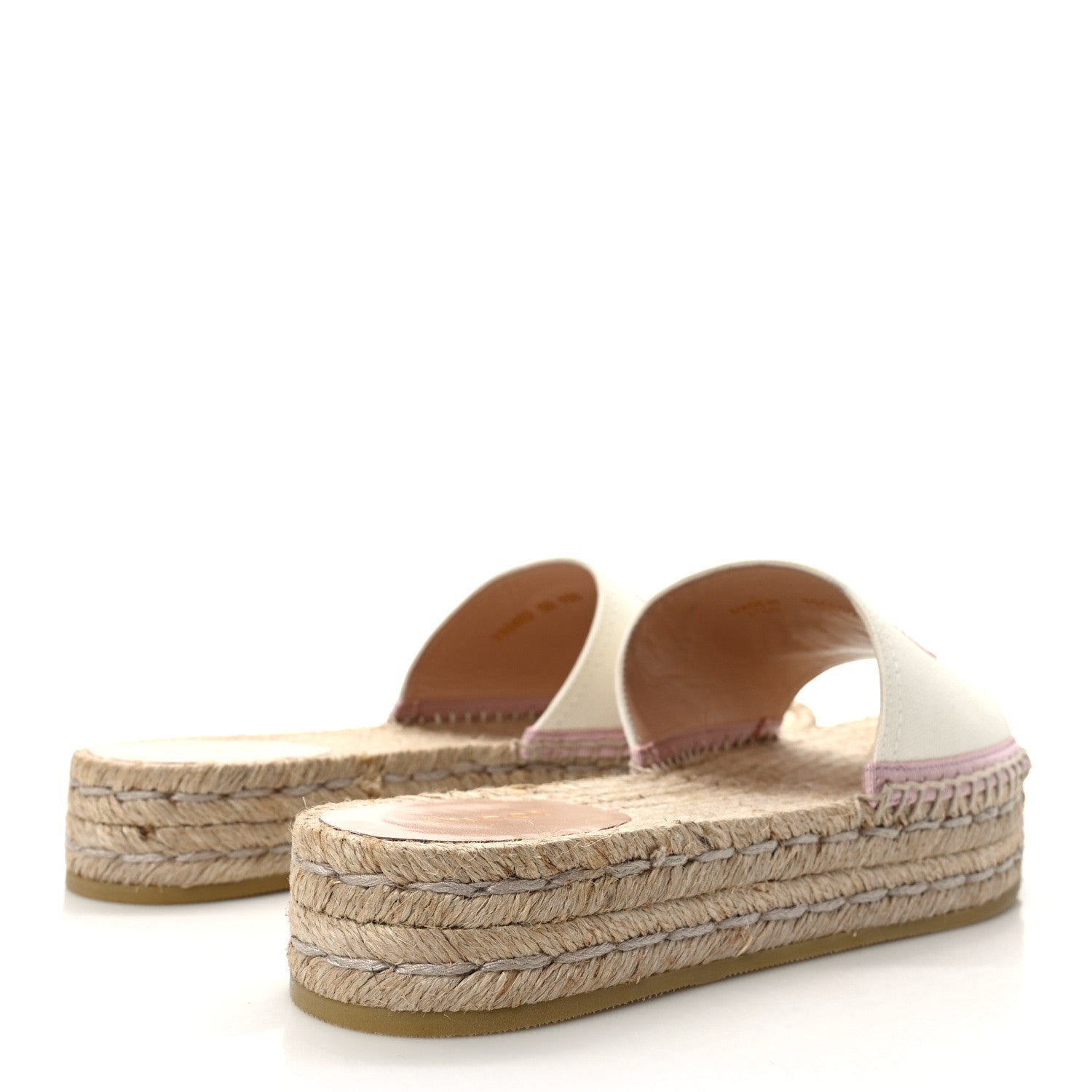 Gucci Canvas Interlocking G Espadrille Slide Sandals 38 Mystic White Shell 4 of 9