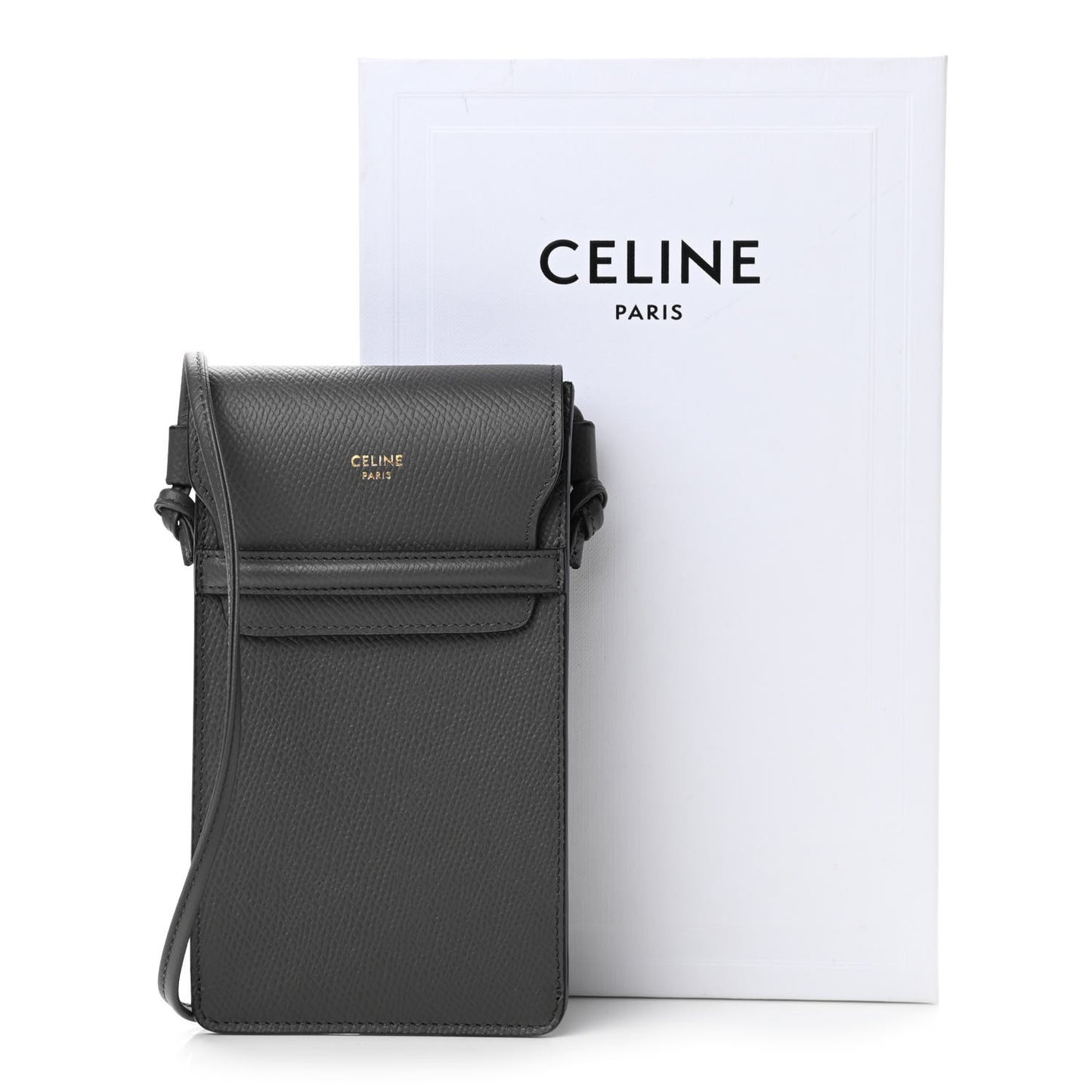 Grained Calfskin Phone Pouch With Flap