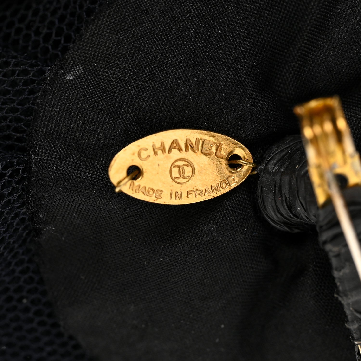 Chanel Tulle Camellia Brooch Black 4 of 4