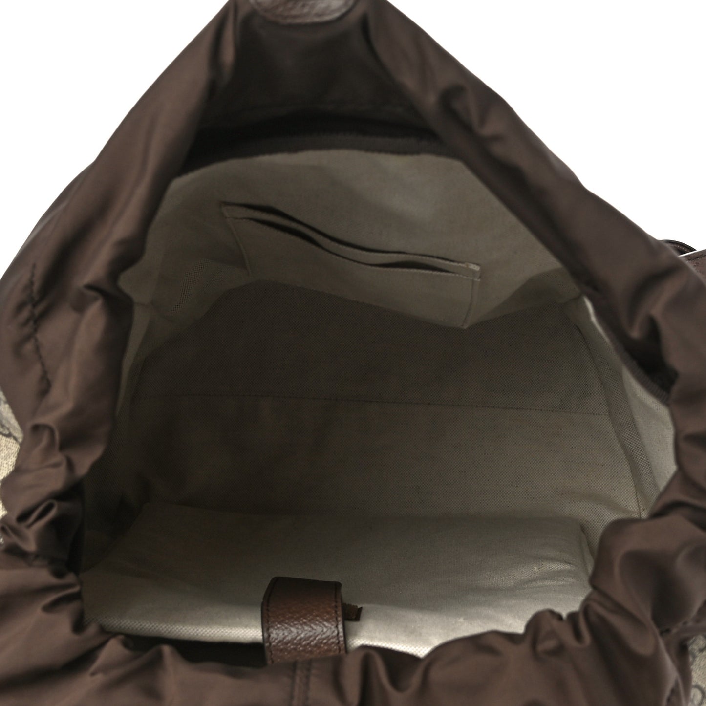 GG Supreme Monogram Medium Ophidia Double Buckle Backpack Brown