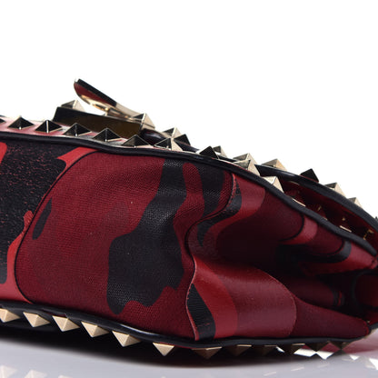 Valentino Garavani Nappa Canvas Camouflage Mini Rockstud Flap Saddle Crossbody Bag Red 8 of 10
