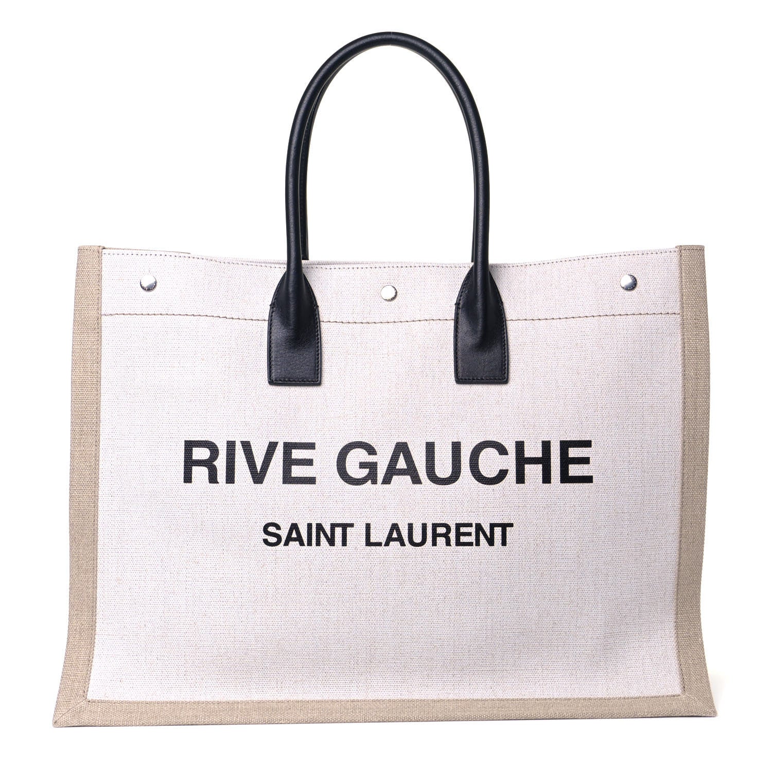 Saint Laurent Linen Calfskin Rive Gauche Tote Optic White 1 of 5